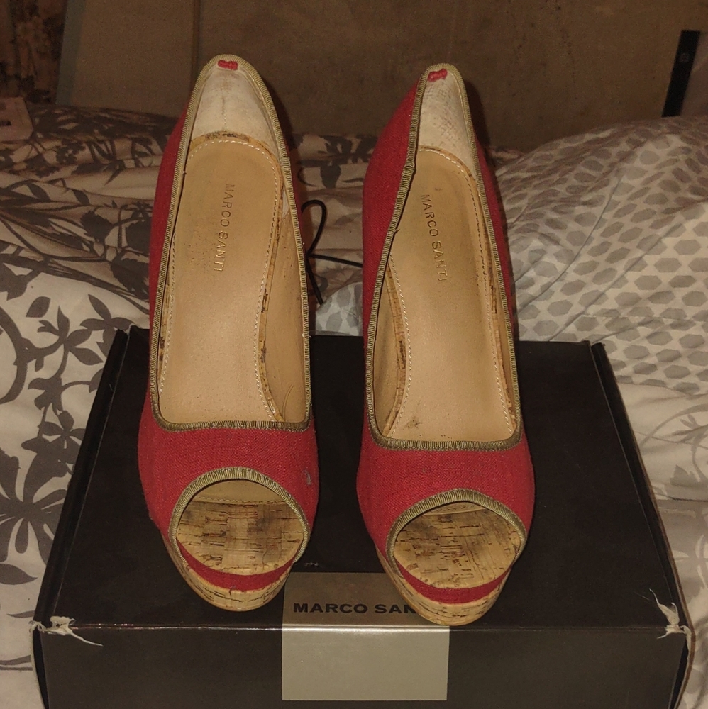 Marco Santi red opentoe high heel